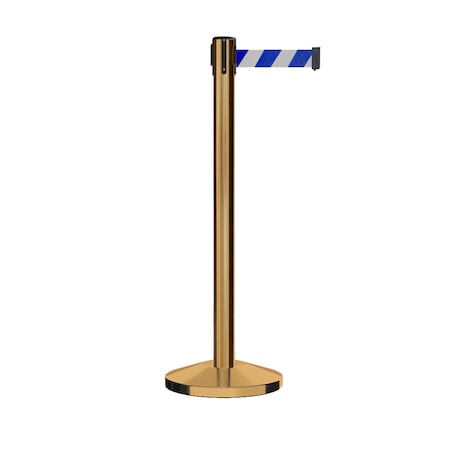 Stanchion Belt Barrier Sat.Brass Post 11ft. Blu/Wh Belt